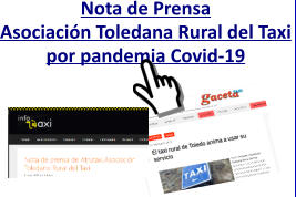 Nota de Prensa  Asociación Toledana Rural del Taxi  por pandemia Covid-19